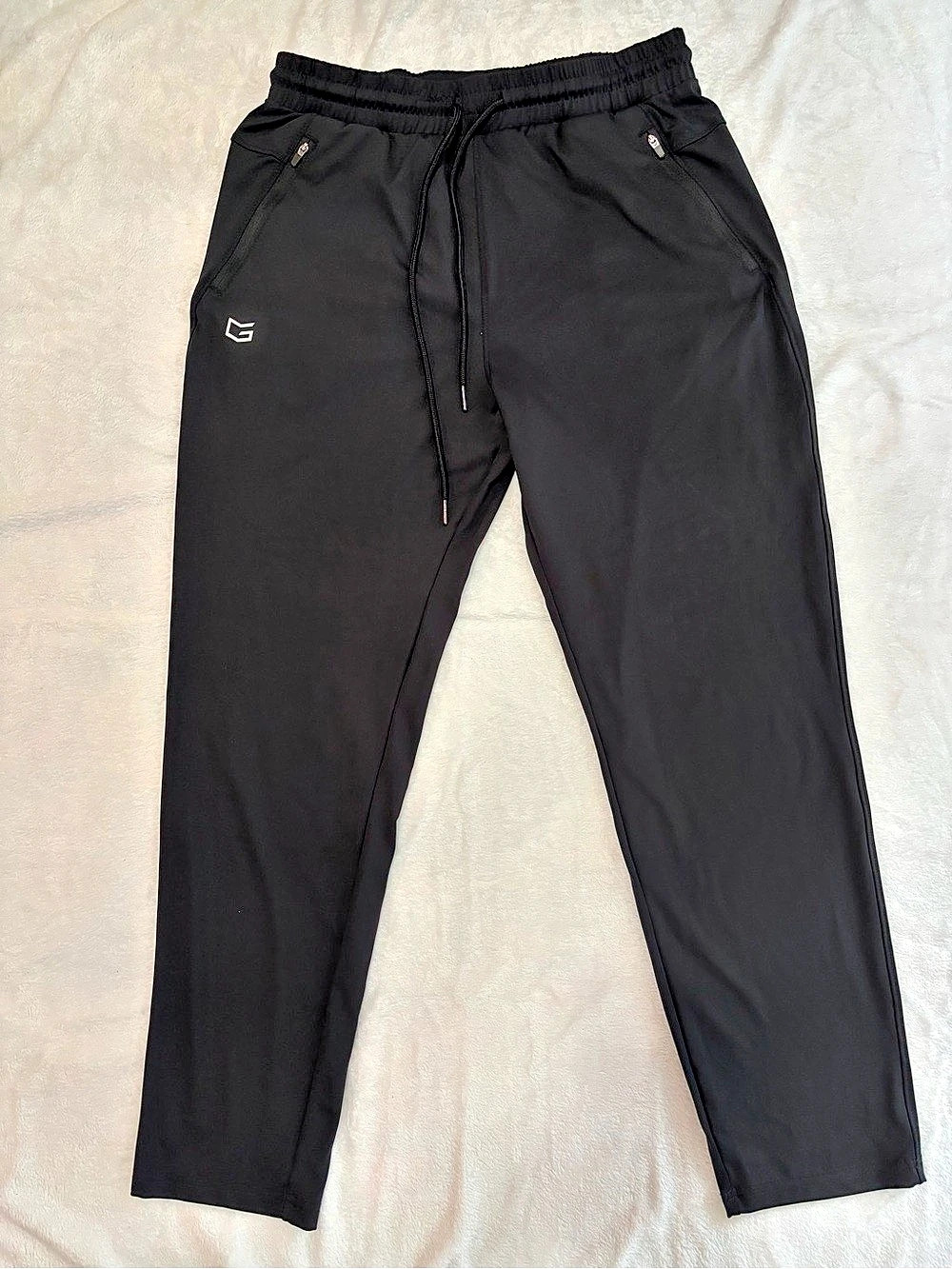 G Gradual Men's Athletic Pants Black Stretch Sweatpants Size M Medium Zippers